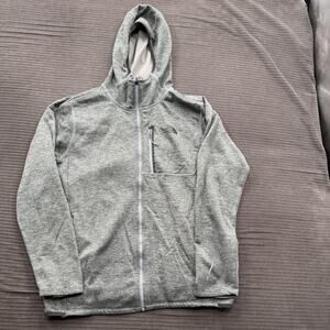North Face Hoodie Jacket Mens Large Gray Full Zip Fleece Lined Activewear